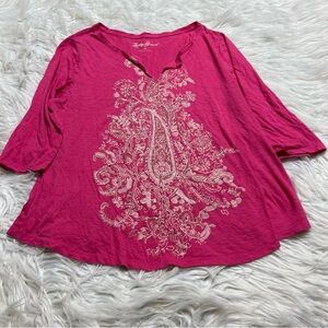 Lucky Brand 1xl /L.Pink Embroidered Women Top